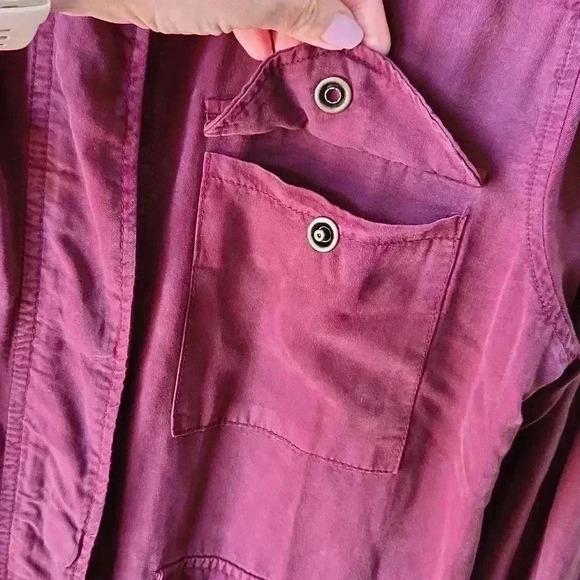 SANCTUARY anthro Roy Frayed Utility Jacket Wine Maroon sz M - Picture 10 of 16